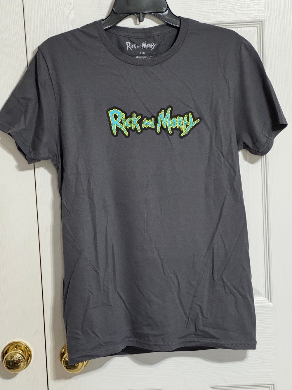 Rick and Morty Men's Short Sleeve Logo Tee - Charcoal